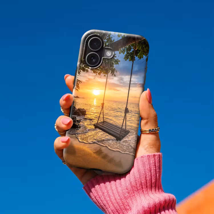 Schommel - Strand - Zonsondergang - Natuur - Oranje Toughcase MagSafe Apple iPhone 17 klein -Sfeer1V