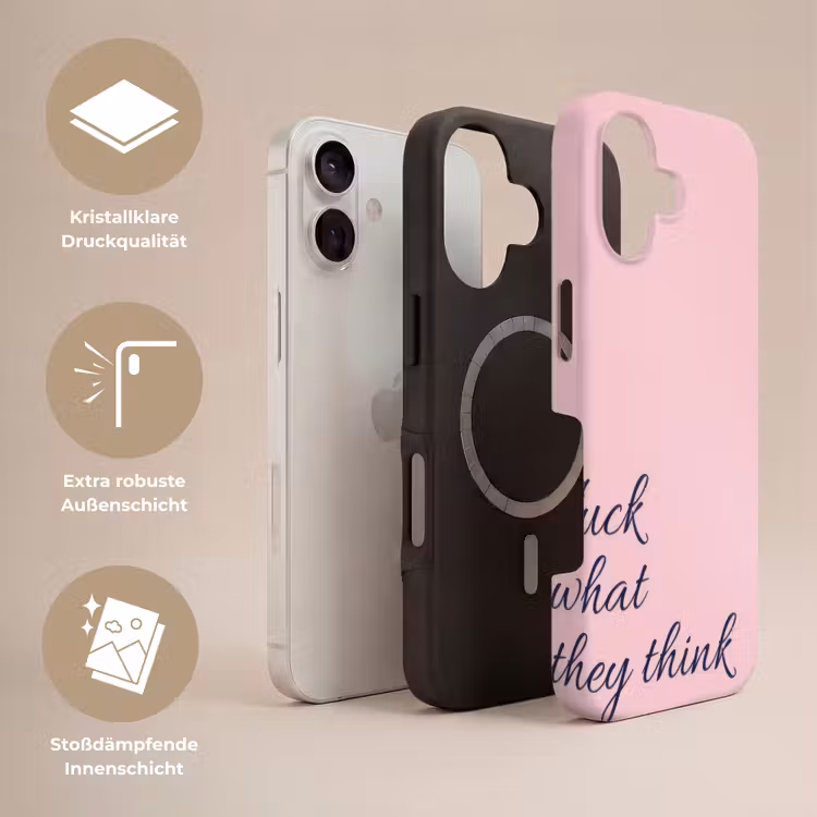 Fuck what they think - Roze - Minimalistisch Toughcase MagSafe Apple iPhone 17 klein -USP_Lagen_DE