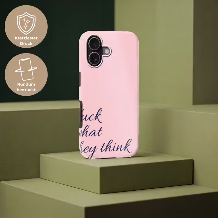 Fuck what they think - Roze - Minimalistisch Toughcase MagSafe Apple iPhone 17 klein -USP_PrintM_DE