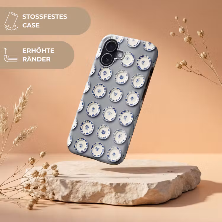 Borden - Bloemen - Blauw - Wit Toughcase MagSafe Apple iPhone 17 klein 1017 -USP_RandenV_DE