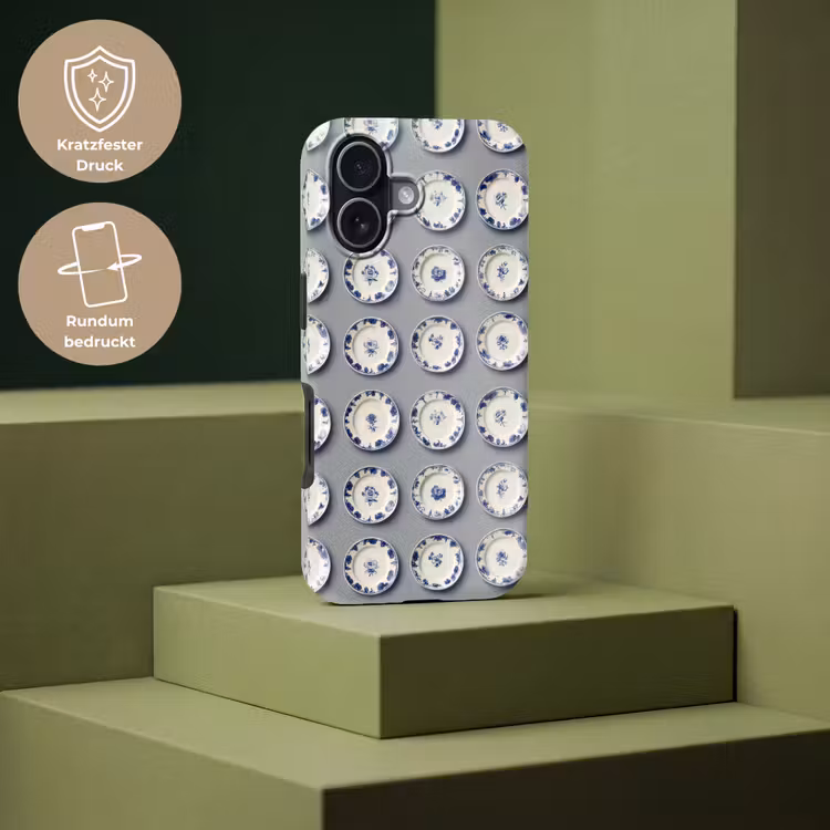 Borden - Bloemen - Blauw - Wit Toughcase MagSafe Apple iPhone 17 klein 1017 -USP_PrintM_DE
