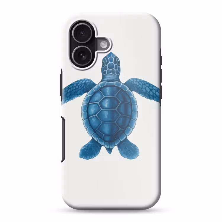 Schildpad - Blauw - Schild Toughcase MagSafe Apple iPhone 17 klein -3d