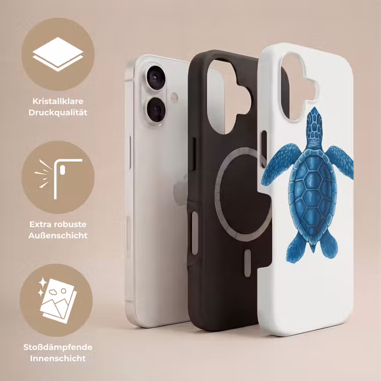 Schildpad - Blauw - Schild Toughcase MagSafe Apple iPhone 17 klein -USP_Lagen_DE