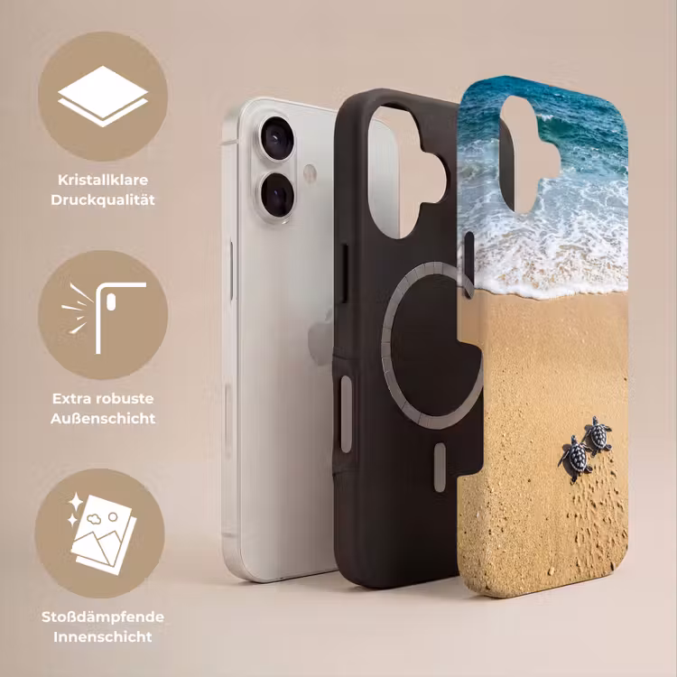 Schildpad - Jong - Strand - Oceaan - Blauw Toughcase MagSafe Apple iPhone 17 klein -USP_Lagen_DE