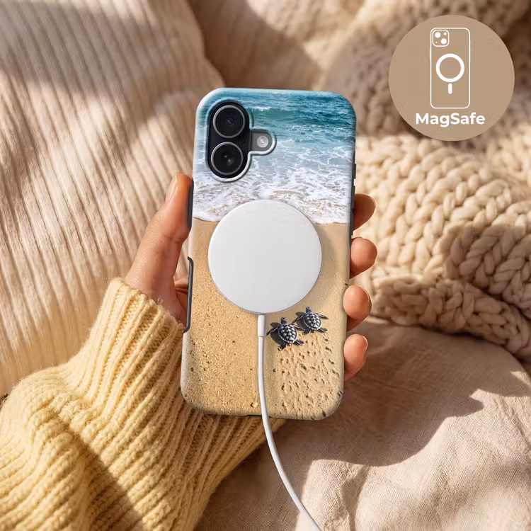 Schildpad - Jong - Strand - Oceaan - Blauw Toughcase MagSafe Apple iPhone 17 klein -USP_MagsafeV