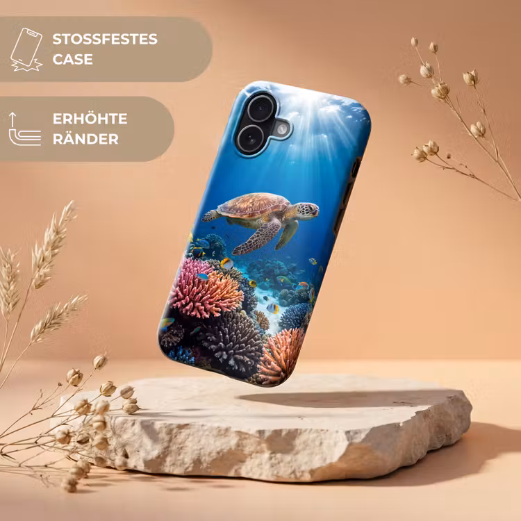Schildpad - Koraalrif - Oceaan - Dieren - Blauw Toughcase MagSafe Apple iPhone 17 klein -USP_RandenV_DE