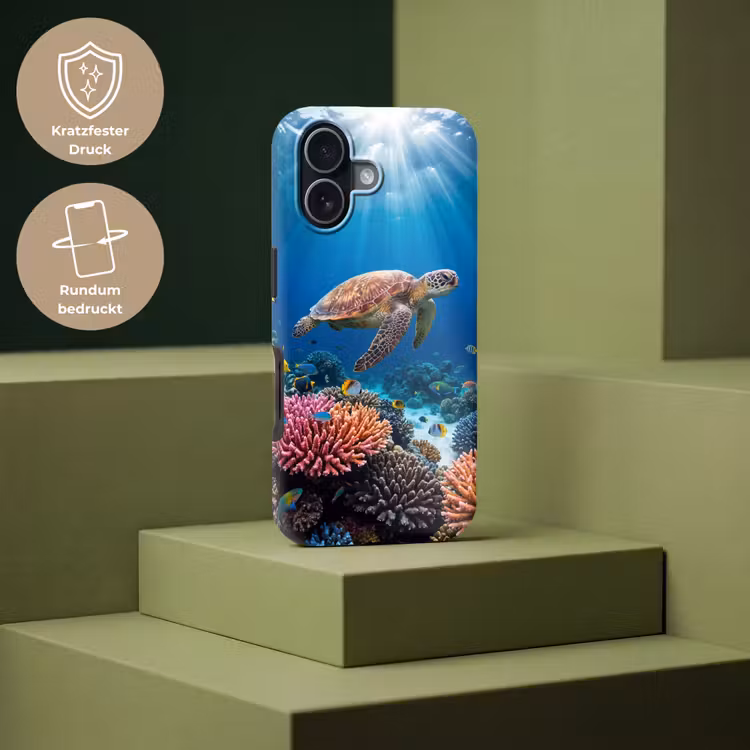Schildpad - Koraalrif - Oceaan - Dieren - Blauw Toughcase MagSafe Apple iPhone 17 klein -USP_PrintM_DE