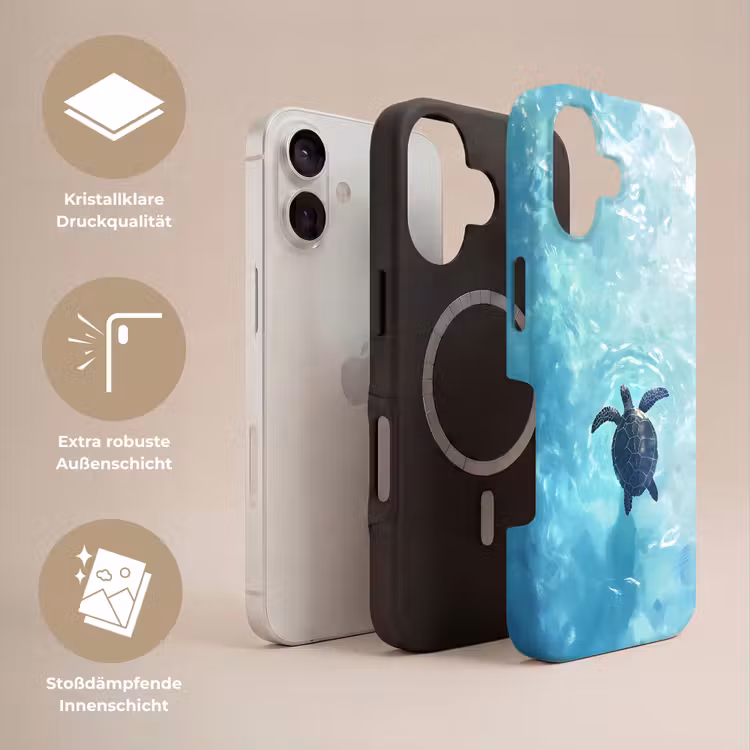 Schildpad - Zee - Blauw - Schittering Toughcase MagSafe Apple iPhone 17 klein -USP_Lagen_DE