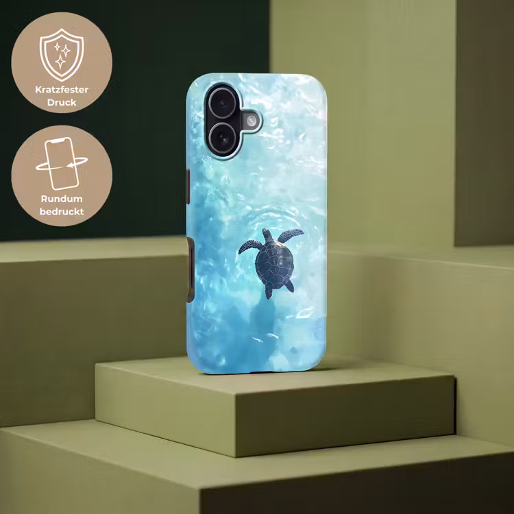 Schildpad - Zee - Blauw - Schittering Toughcase MagSafe Apple iPhone 17 klein -USP_PrintM_DE