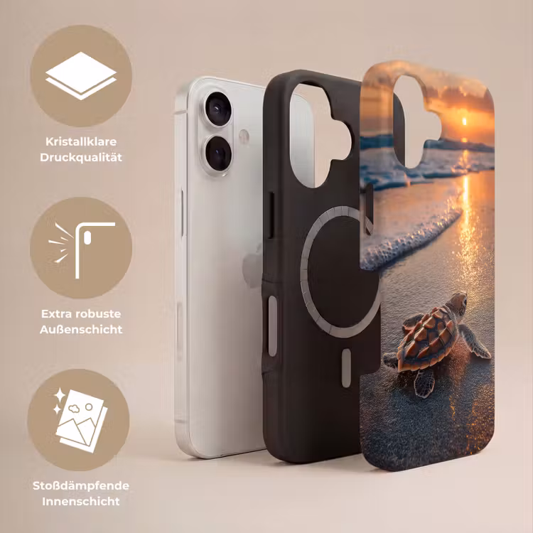 Schildpad - strand - Zonsondergang Toughcase MagSafe Apple iPhone 17 klein -USP_Lagen_DE