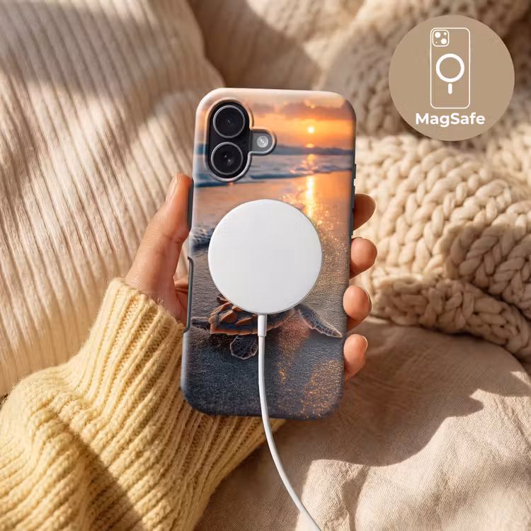 Schildpad - strand - Zonsondergang Toughcase MagSafe Apple iPhone 17 klein -USP_MagsafeV