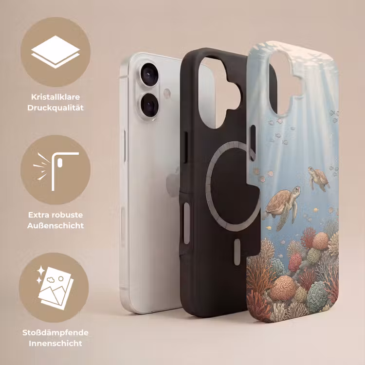 Schildpad - Onderwater - Natuur - Illustratie Toughcase MagSafe Apple iPhone 17 klein -USP_Lagen_DE