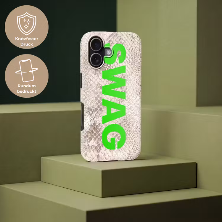 Slangenprint - SWAG - Neon - Groen Toughcase MagSafe Apple iPhone 17 klein -USP_PrintM_DE