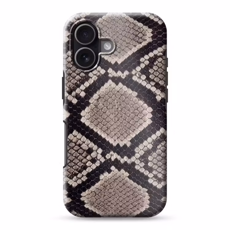Slangenleer - Patroon - Beige Toughcase MagSafe Apple iPhone 17 klein -3d
