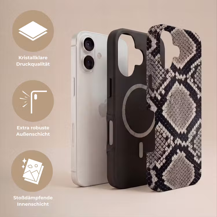 Slangenleer - Patroon - Beige Toughcase MagSafe Apple iPhone 17 klein -USP_Lagen_DE