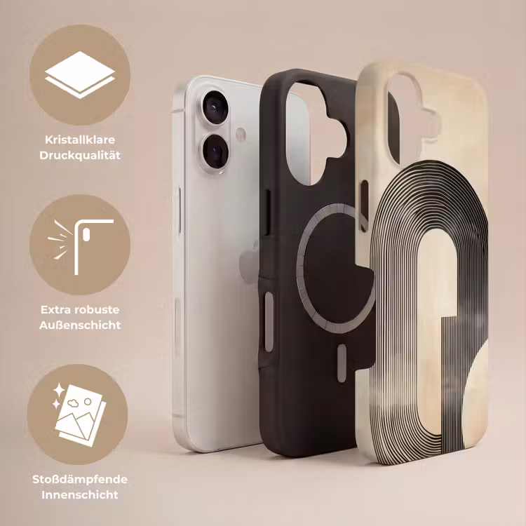 Boog - Strepen - Minimalistisch - Zwart Toughcase MagSafe Apple iPhone 17 klein -USP_Lagen_DE