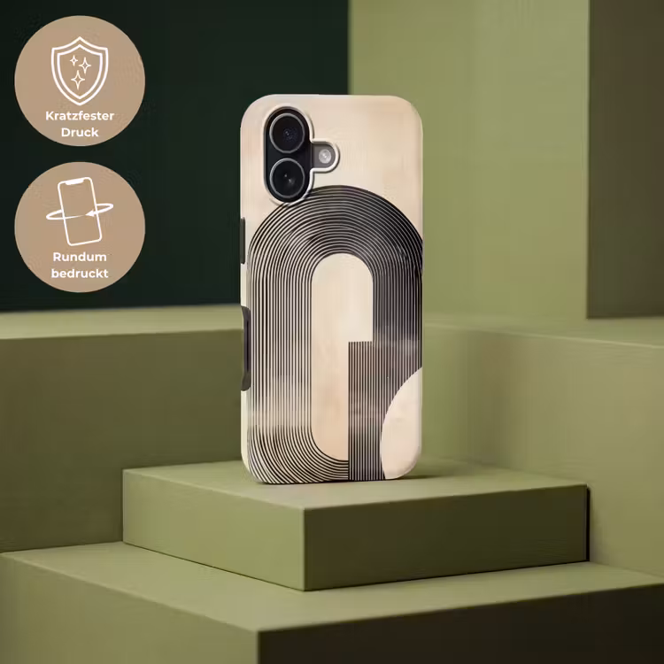 Boog - Strepen - Minimalistisch - Zwart Toughcase MagSafe Apple iPhone 17 klein -USP_PrintM_DE