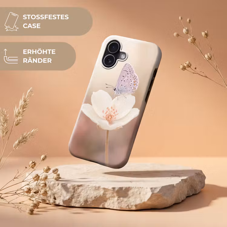 Vlinder - Bloem - Blauw Toughcase MagSafe Apple iPhone 17 klein -USP_RandenV_DE