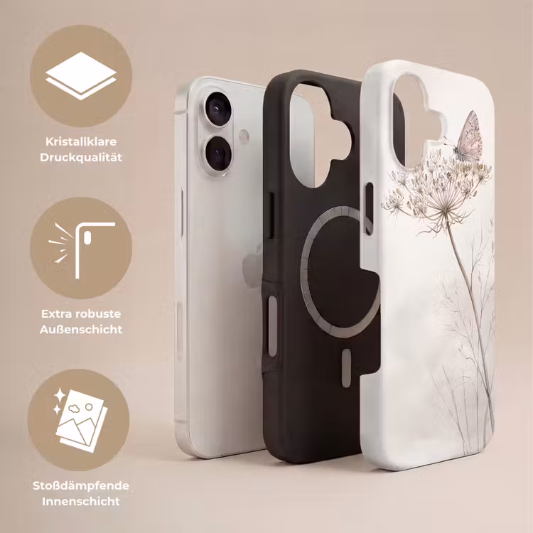 Vlinder - Bloem -Natuur - Beige Toughcase MagSafe Apple iPhone 17 klein -USP_Lagen_DE