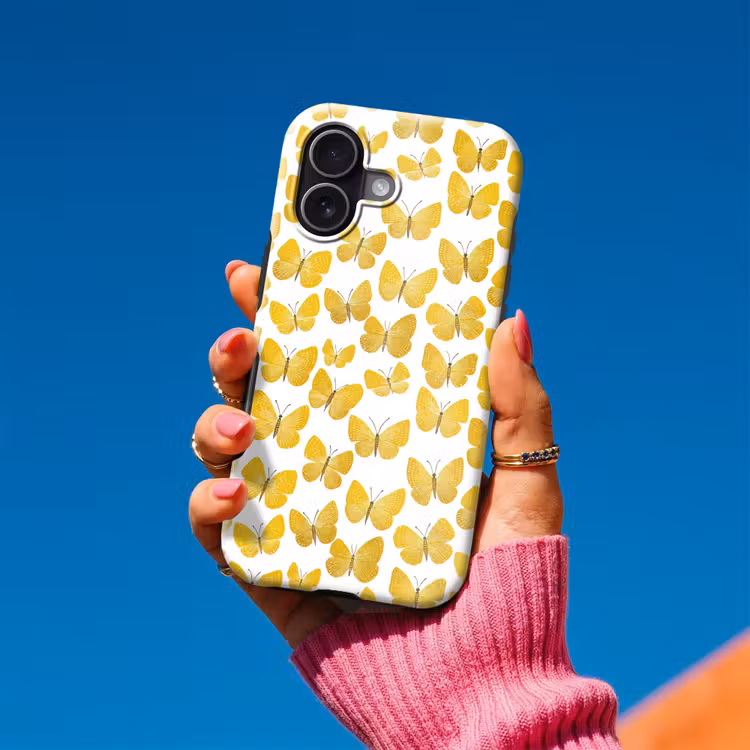 Vlinders - Botanisch - Illustratie - Geel - Wit Toughcase MagSafe Apple iPhone 17 klein 1017 -Sfeer1V
