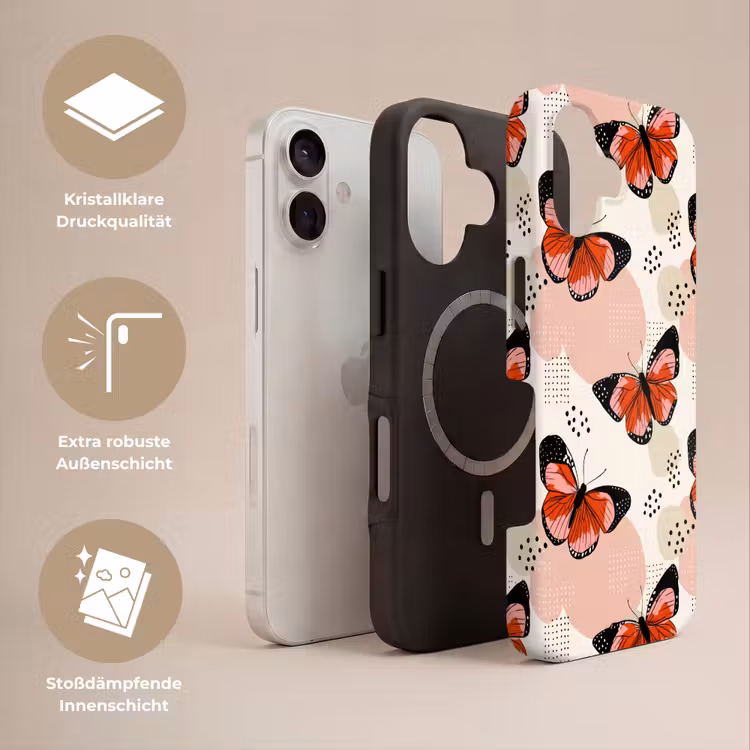 Vlinders - Retro - Kleurrijk Toughcase MagSafe Apple iPhone 17 klein 1017 -USP_Lagen_DE