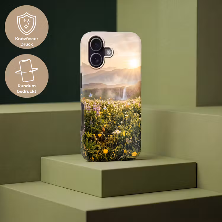 Vlinders - Waterval - Bloemenveld Toughcase MagSafe Apple iPhone 17 klein -USP_PrintM_DE
