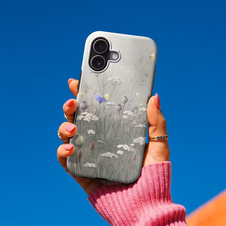 Vlinders - Wildbloemen - Illustratie - Kleurrijk Toughcase MagSafe Apple iPhone 17 klein -Sfeer1V