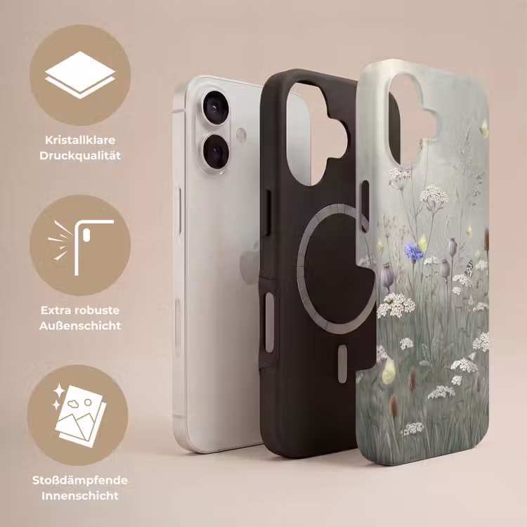 Vlinders - Wildbloemen - Illustratie - Kleurrijk Toughcase MagSafe Apple iPhone 17 klein -USP_Lagen_DE