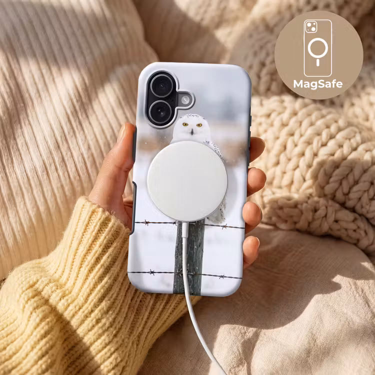 Sneeuwuil - Hek - Sneeuw - Wit Toughcase MagSafe Apple iPhone 17 klein -USP_MagsafeV