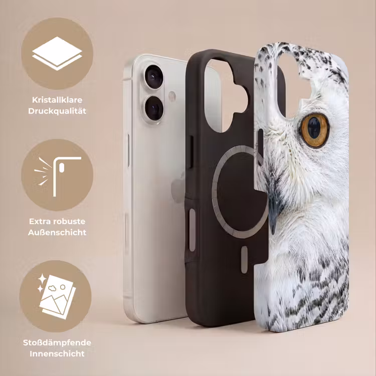 Sneeuwuil - Oog - Wildlife - Wit Toughcase MagSafe Apple iPhone 17 klein -USP_Lagen_DE