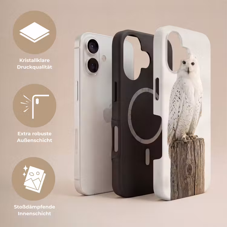 Sneeuwuil - Paal - Winter - Portret - Majestueus Toughcase MagSafe Apple iPhone 17 klein -USP_Lagen_DE