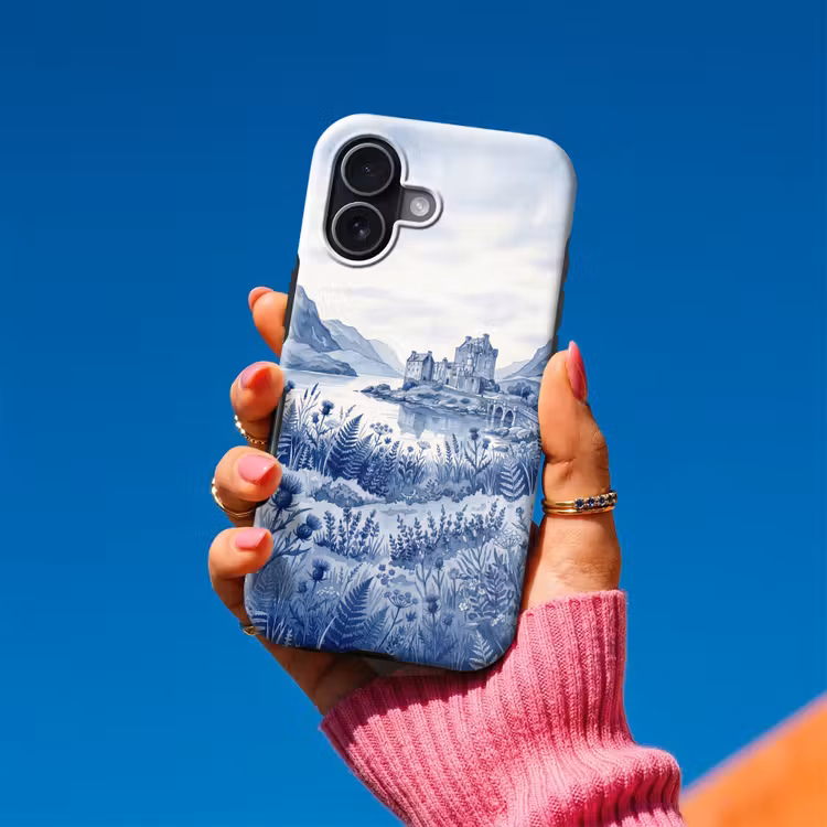 Schots - Kasteel - Blauw - Aquarel Toughcase MagSafe Apple iPhone 17 klein -Sfeer1V