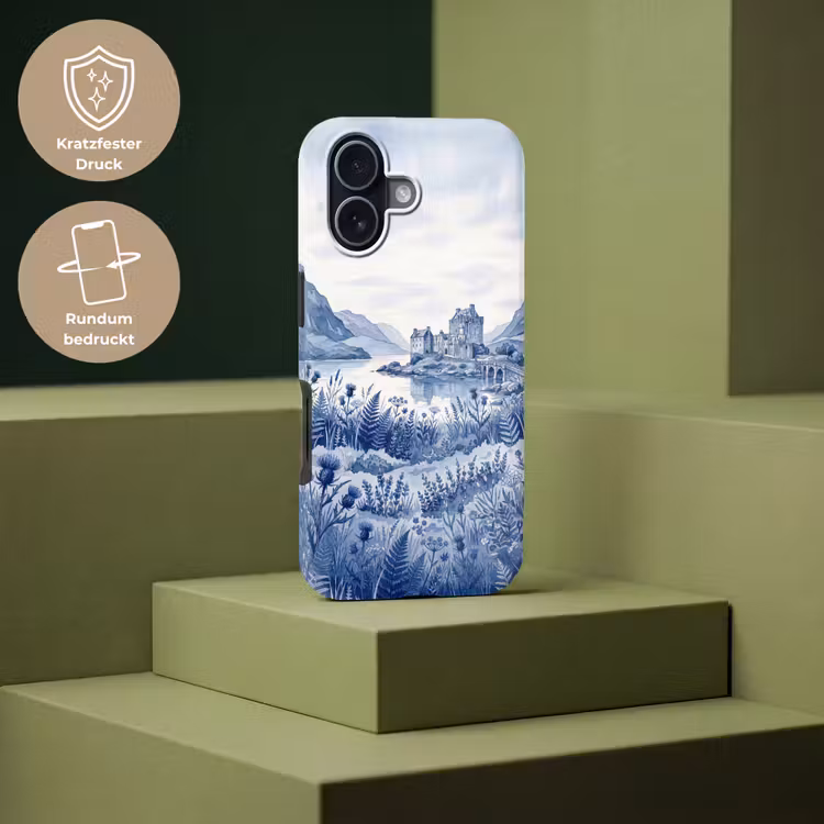 Schots - Kasteel - Blauw - Aquarel Toughcase MagSafe Apple iPhone 17 klein -USP_PrintM_DE