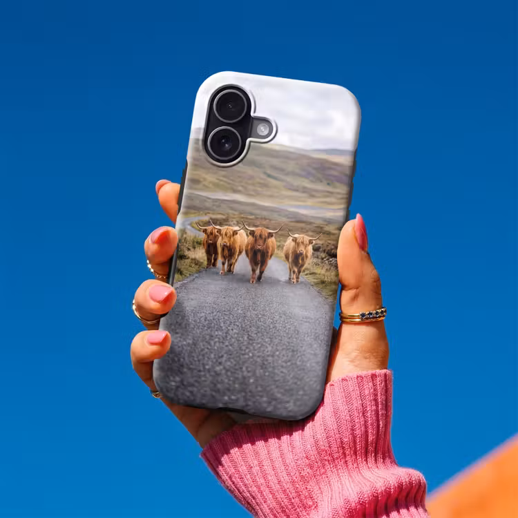 Schotse Hooglanders - Weg - Landschap - Kudde Toughcase MagSafe Apple iPhone 17 klein -Sfeer1V