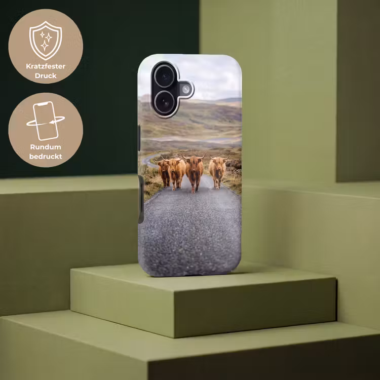 Schotse Hooglanders - Weg - Landschap - Kudde Toughcase MagSafe Apple iPhone 17 klein -USP_PrintM_DE