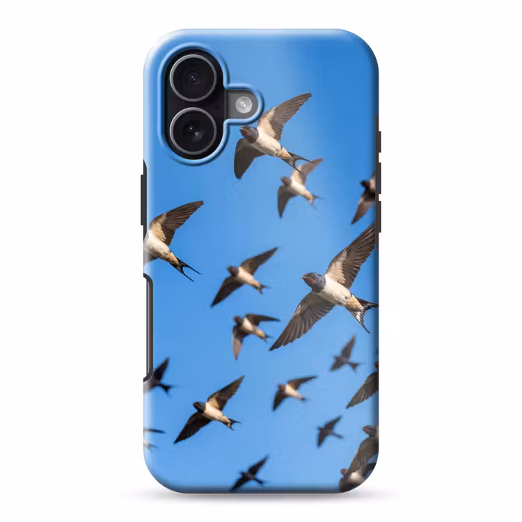 Zwaluwen - Vliegen - Blauw Toughcase MagSafe Apple iPhone 17 klein -3d