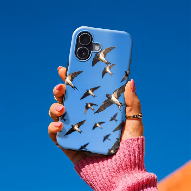 Zwaluwen - Vliegen - Blauw Toughcase MagSafe Apple iPhone 17 klein -Sfeer1V