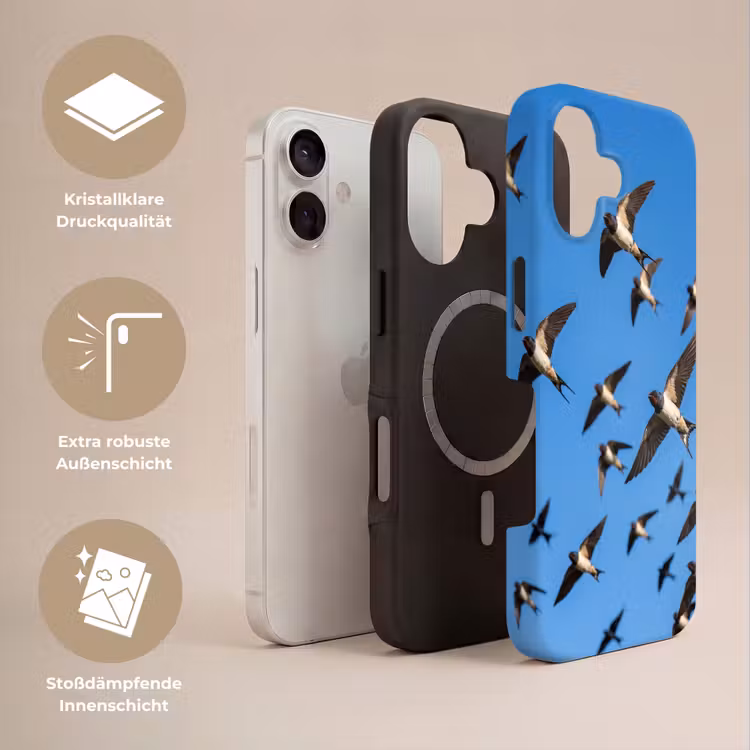 Zwaluwen - Vliegen - Blauw Toughcase MagSafe Apple iPhone 17 klein -USP_Lagen_DE