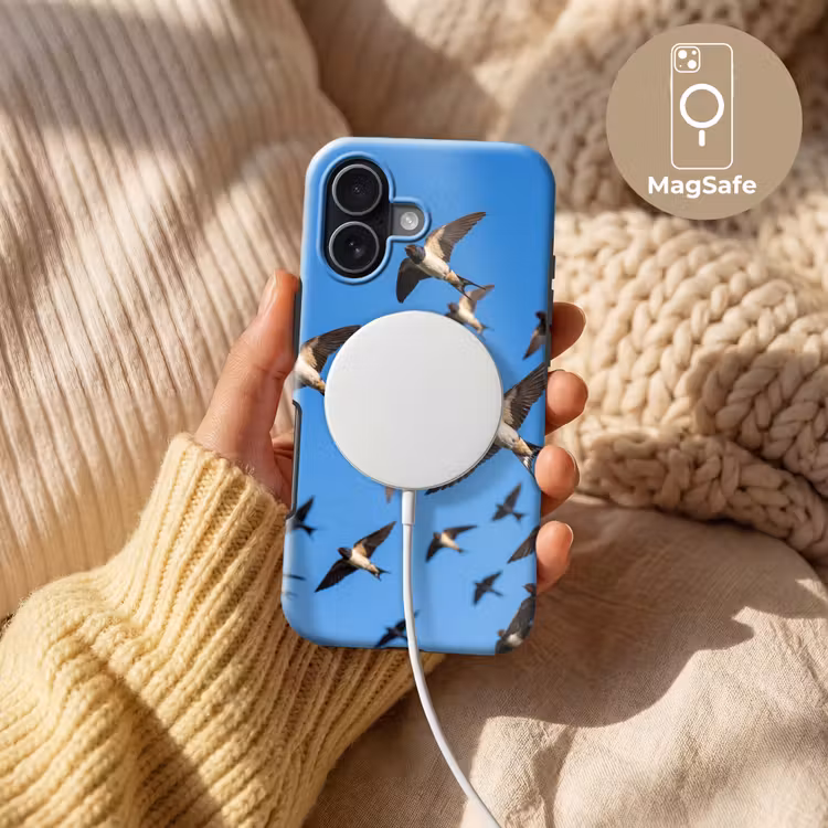 Zwaluwen - Vliegen - Blauw Toughcase MagSafe Apple iPhone 17 klein -USP_MagsafeV