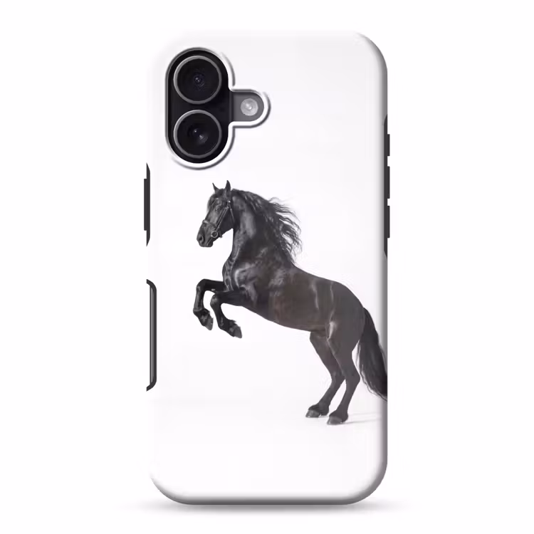 Zwart - Paard - Portret Toughcase MagSafe Apple iPhone 17 klein -3d