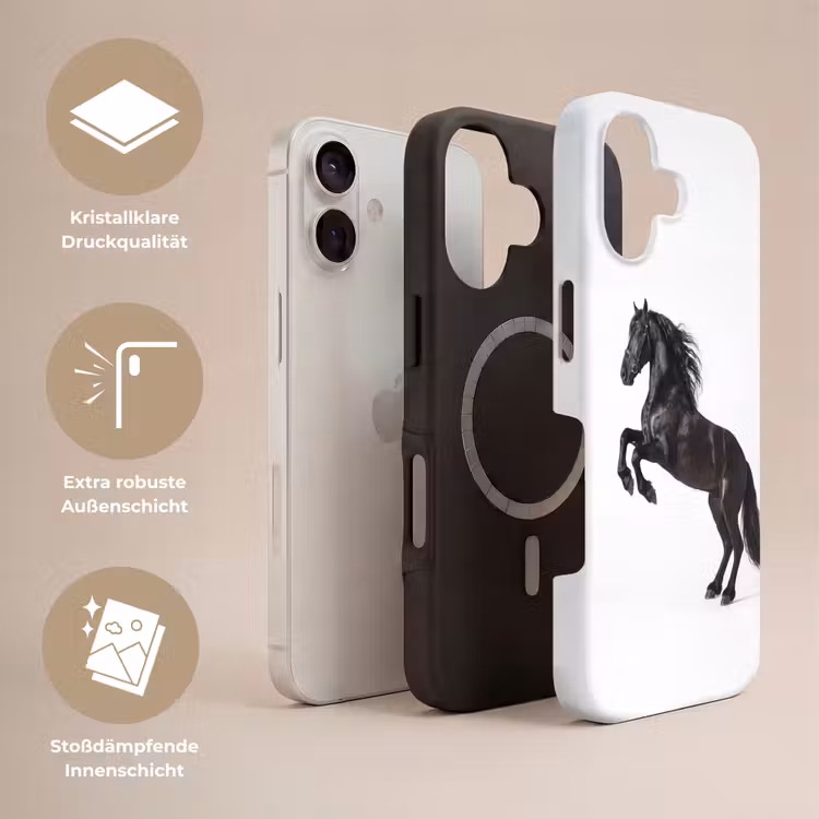 Zwart - Paard - Portret Toughcase MagSafe Apple iPhone 17 klein -USP_Lagen_DE