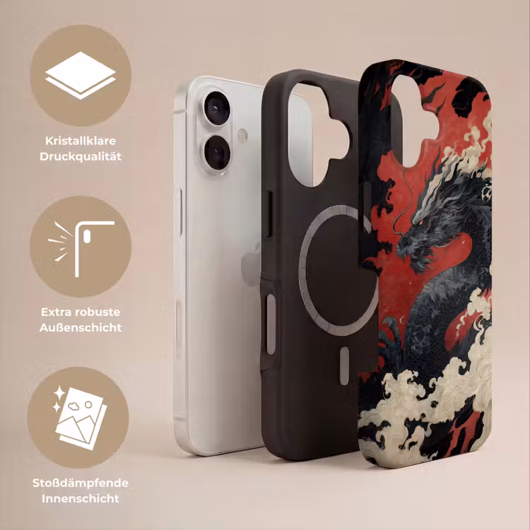 Zwarte draak - Rookwolken - Rood Toughcase MagSafe Apple iPhone 17 klein -USP_Lagen_DE