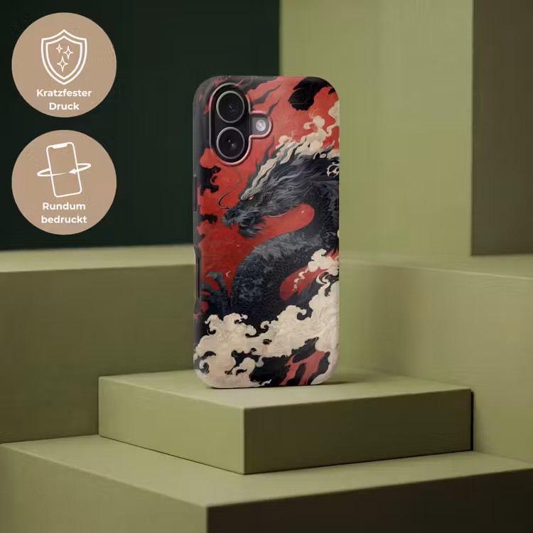 Zwarte draak - Rookwolken - Rood Toughcase MagSafe Apple iPhone 17 klein -USP_PrintM_DE