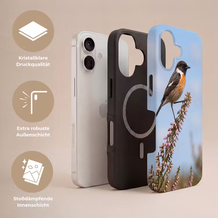 Roodborsttapuit - Heide - Paars - Natuur - Sfeervol Toughcase MagSafe Apple iPhone 17 klein -USP_Lagen_DE