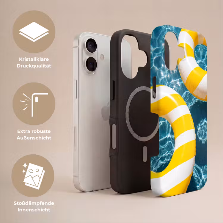 Zwembad - Zwembanden - Zomer - Geel - Blauw Toughcase MagSafe Apple iPhone 17 klein -USP_Lagen_DE