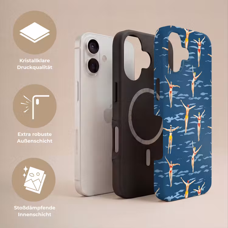 Zwemsters- Retro - Blauw Toughcase MagSafe Apple iPhone 17 klein 1017 -USP_Lagen_DE