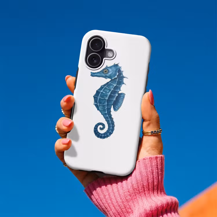 Zeepaardje - Staart - Blauw Toughcase MagSafe Apple iPhone 17 klein -Sfeer1V
