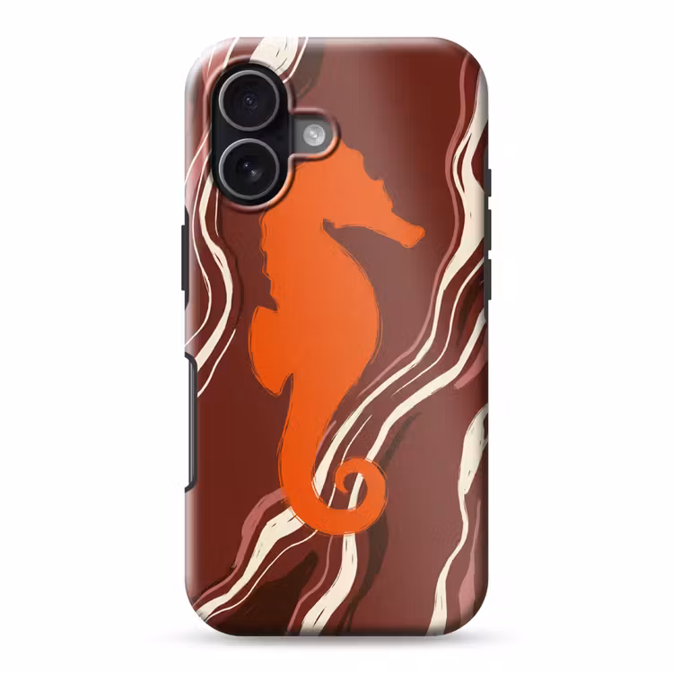 Zeepaardje - Golven - Zeeleven - Abstract - Oranje Toughcase MagSafe Apple iPhone 17 klein -3d