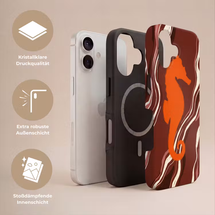 Zeepaardje - Golven - Zeeleven - Abstract - Oranje Toughcase MagSafe Apple iPhone 17 klein -USP_Lagen_DE