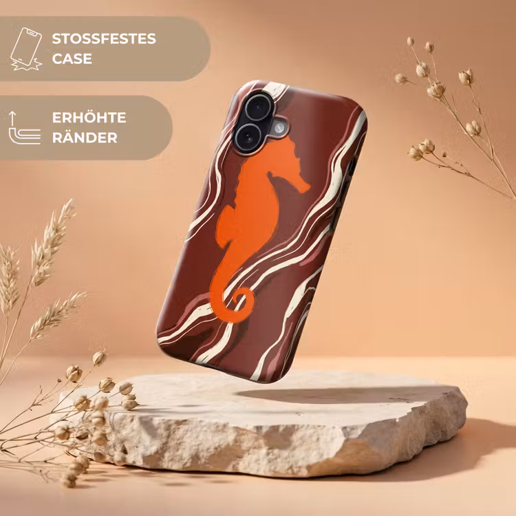 Zeepaardje - Golven - Zeeleven - Abstract - Oranje Toughcase MagSafe Apple iPhone 17 klein -USP_RandenV_DE